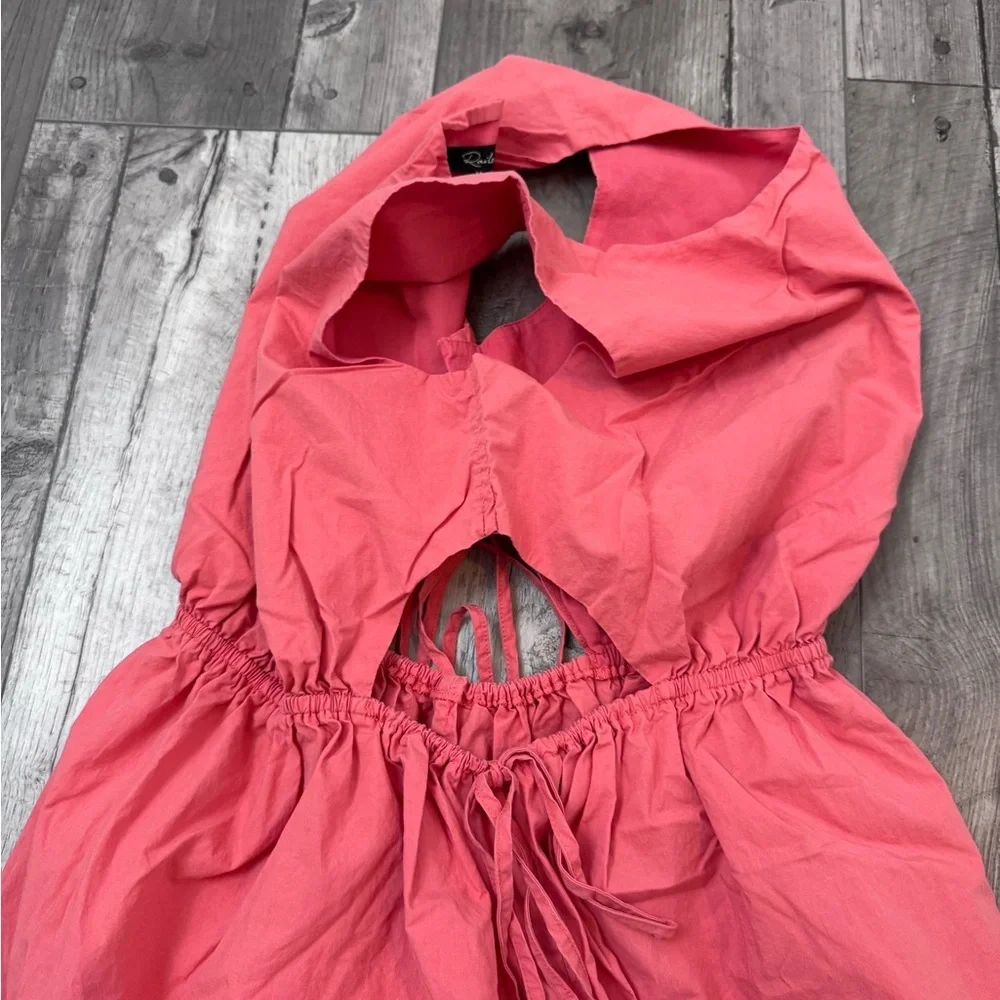 Rails Yvette Cotton Midi Dress Cinched Waist Spiced Coral Side Cutout Medium - Picture 7 of 12